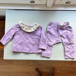 Maison Me purple floral collar set used good condition with some stains 6-12 mos